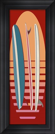Framed Surfboard Sunset Print