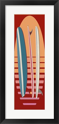 Framed Surfboard Sunset Print