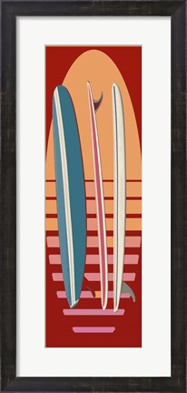 Framed Surfboard Sunset Print