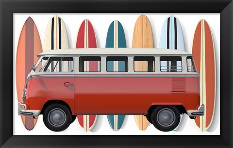 Framed Surfer Van Print