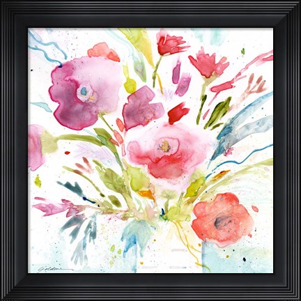 Framed Bouquet with Magenta Print