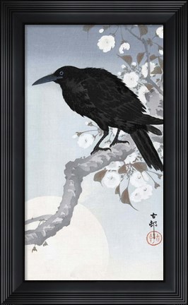 Framed Crow at Full Moon, 1900-1930 Print