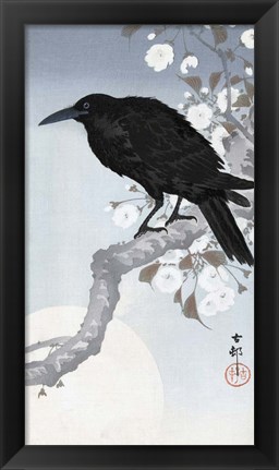 Framed Crow at Full Moon, 1900-1930 Print