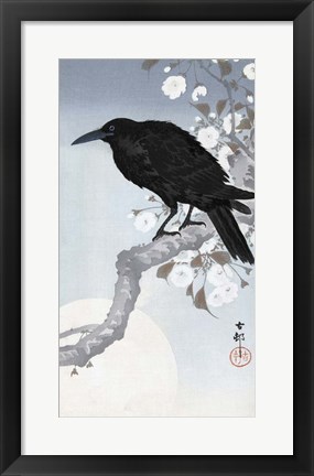 Framed Crow at Full Moon, 1900-1930 Print