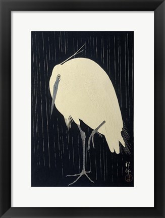 Framed Egret in the Rain, 1925-1936 Print