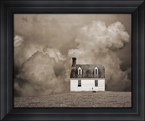 Framed Lone House in Brown Print