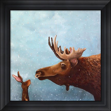 Framed Moose and Rabbit Print