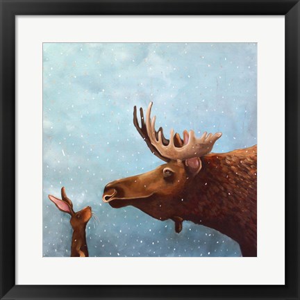 Framed Moose and Rabbit Print