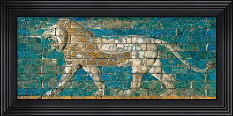 Framed Panel with Striding Lion, ca. 604-562 B.C.E. Print