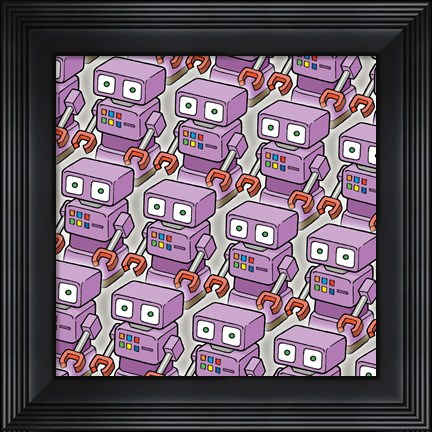 Framed Purple Robo Army Print
