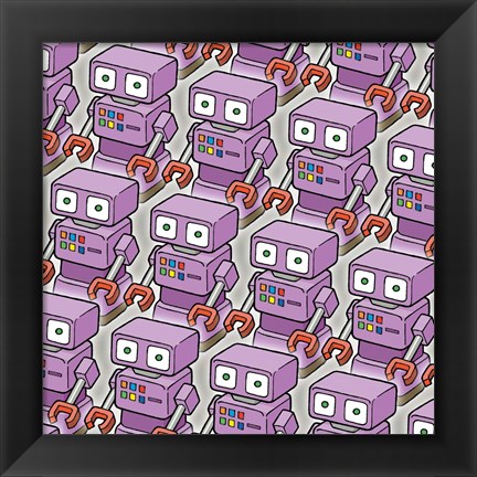 Framed Purple Robo Army Print