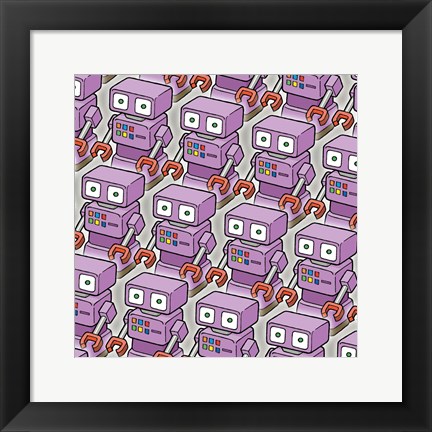 Framed Purple Robo Army Print