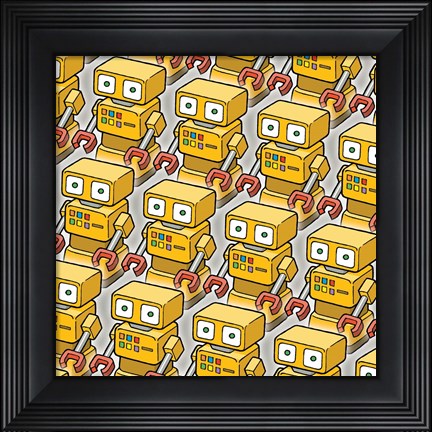 Framed Yellow Robo Army Print