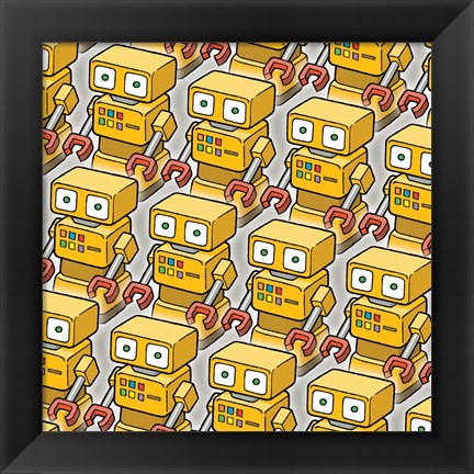 Framed Yellow Robo Army Print