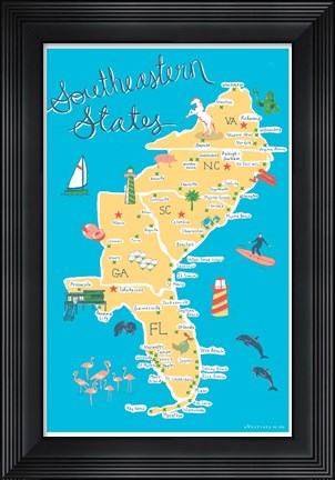 Framed Southeastern States Print