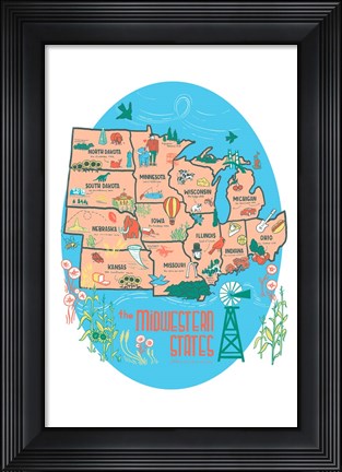 Framed Midwestern States Print