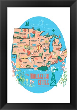 Framed Midwestern States Print
