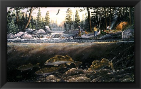 Framed Fishing The Falls Print