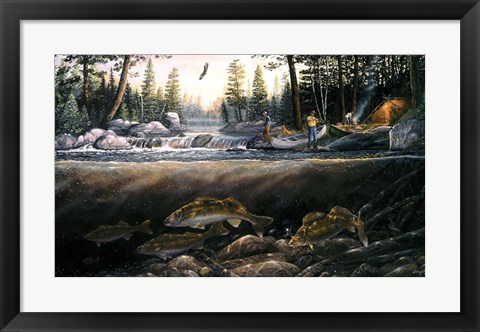 Framed Fishing The Falls Print