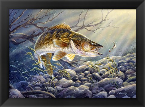 Framed Break Line Walleye Print