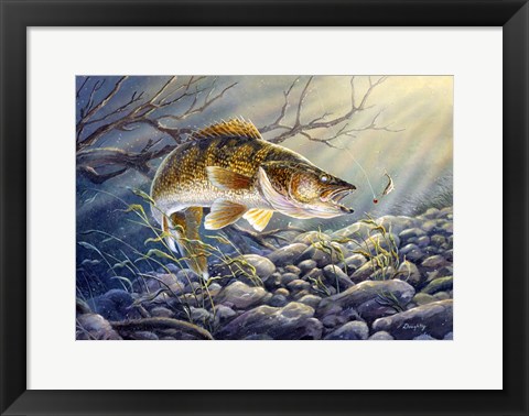 Framed Break Line Walleye Print