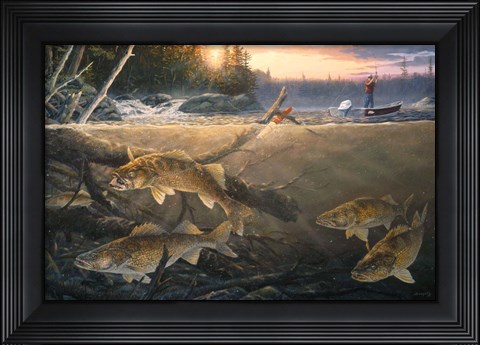 Framed Walleye In The Wood Print