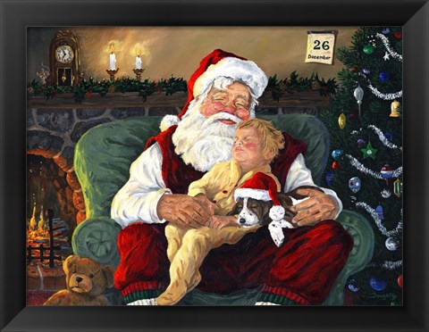 Framed Santa With Child Print