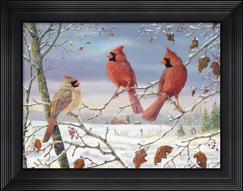 Framed First Snow Cardinals Print