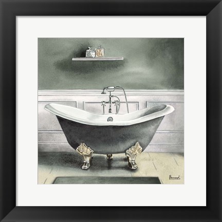 Framed Smoky Gray Bath I Print