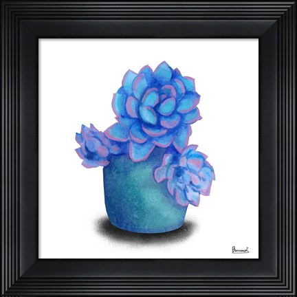 Framed Turquoise Succulents I Print