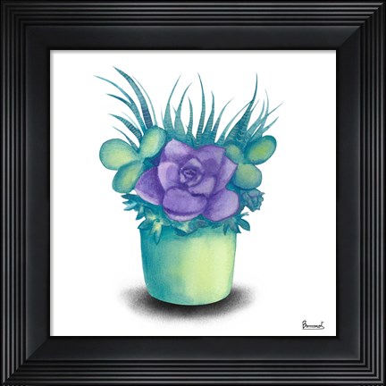 Framed Turquoise Succulents III Print