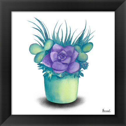 Framed Turquoise Succulents III Print