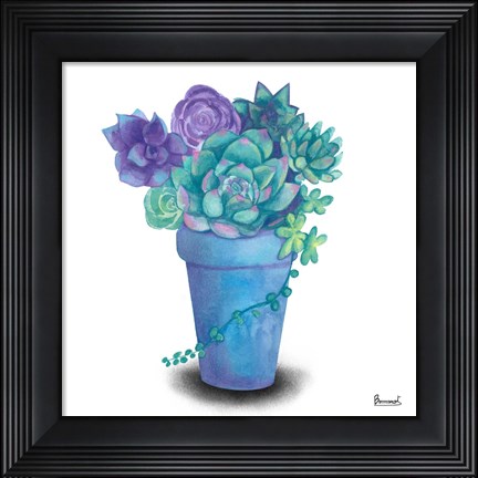 Framed Turquoise Succulents IV Print