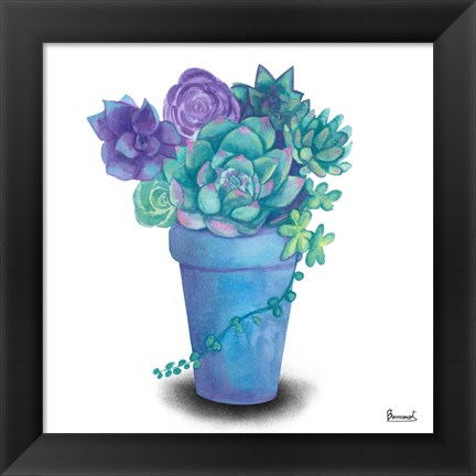 Framed Turquoise Succulents IV Print
