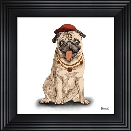 Framed Pugs in Hats I Print