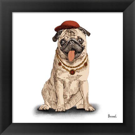 Framed Pugs in Hats I Print