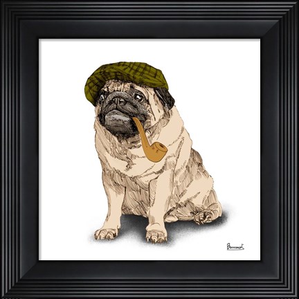 Framed Pugs in Hats II Print