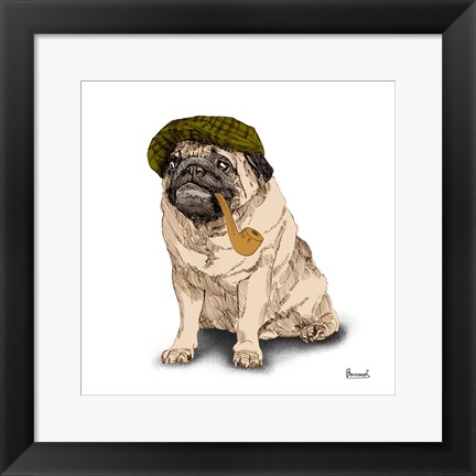 Framed Pugs in Hats II Print