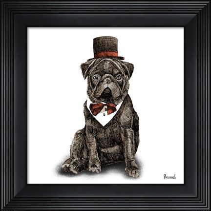 Framed Pugs in Hats III Print