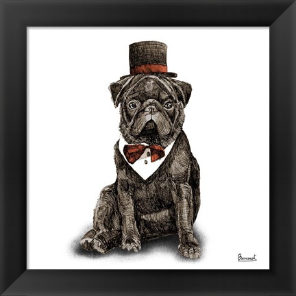 Framed Pugs in Hats III Print