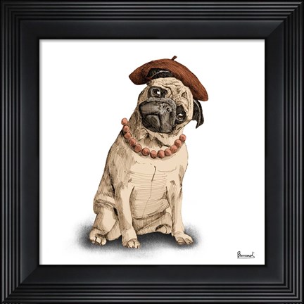 Framed Pugs in Hats IV Print
