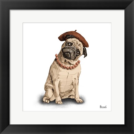 Framed Pugs in Hats IV Print