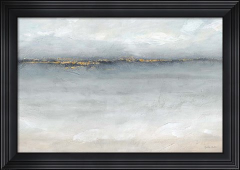 Framed Serene Sea Grey Gold Landscape Print