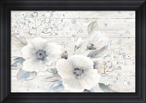 Framed Vintage Bouquet on Wood landscape Print