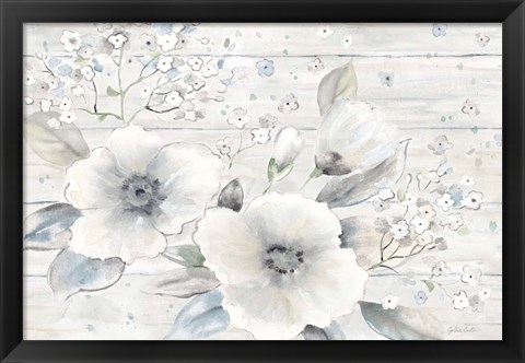 Framed Vintage Bouquet on Wood landscape Print
