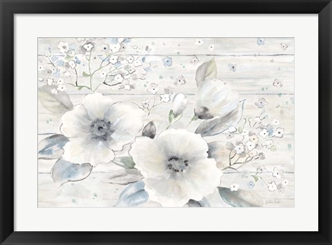 Framed Vintage Bouquet on Wood landscape Print