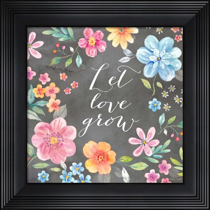 Framed Whimsical Blooms Sentiment Black I Print