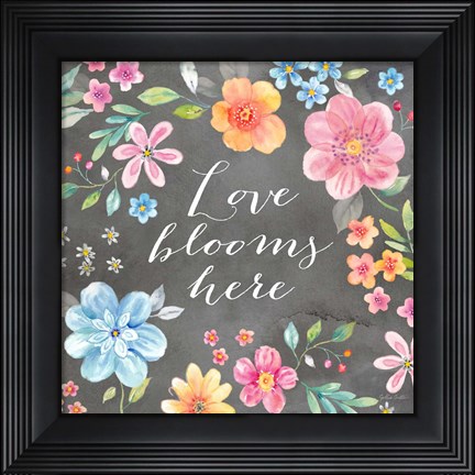 Framed Whimsical Blooms Sentiment Black II Print