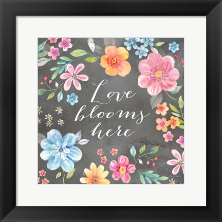 Framed Whimsical Blooms Sentiment Black II Print