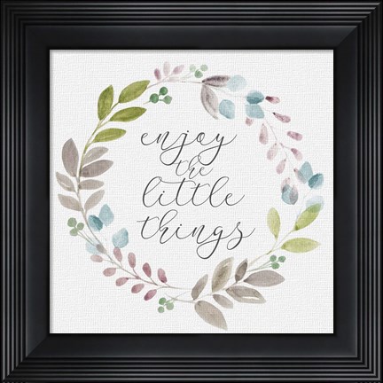 Framed Botanical Wreath Enjoy little things Print